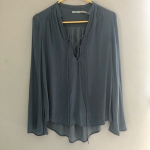 Kimchi Blue Silk Lace-up Blouse